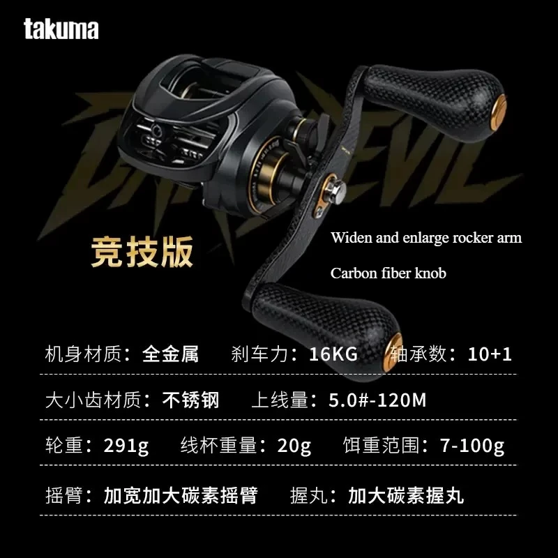 Takuma DAREDEVIL Dc Visreel Metalen Frame Roestvrijstalen Tandwiel 16kg Rem 288g Visreel