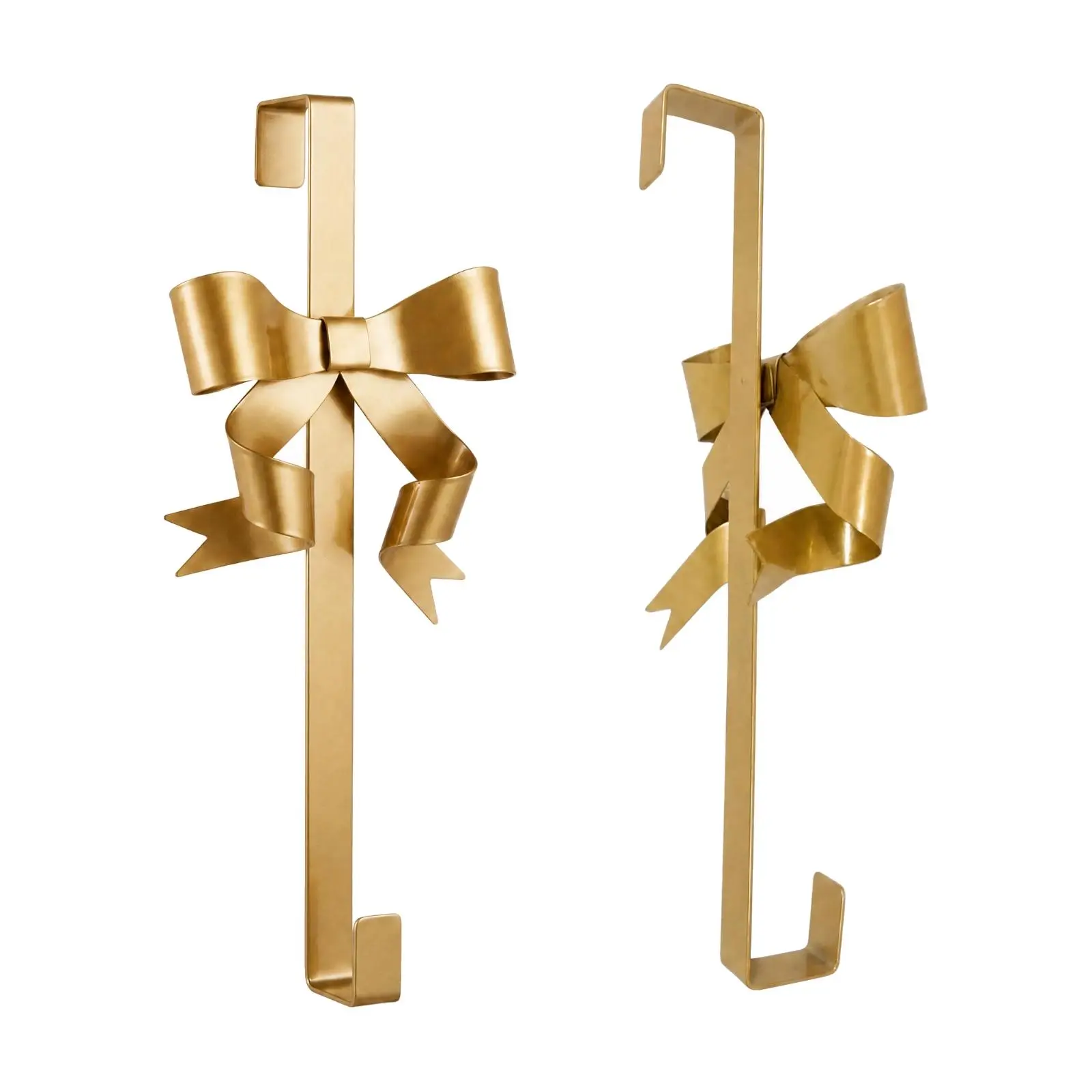 2 Pieces Matte Gold over-Door Hanger with Bow Elegant Decorative over-Door Wreath Hanger Screwless for Seasonal Decorating,