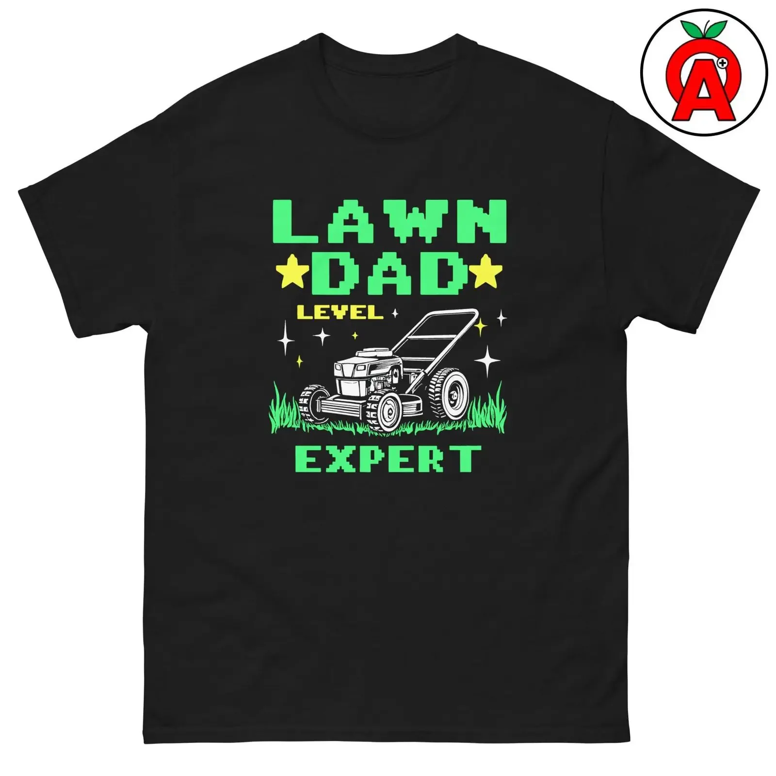Lawn Dad Level Expert Funny Mower T Shirt Yard Work Push Classic Fit Crew Neck  for vintage Washed graphic Comfortable