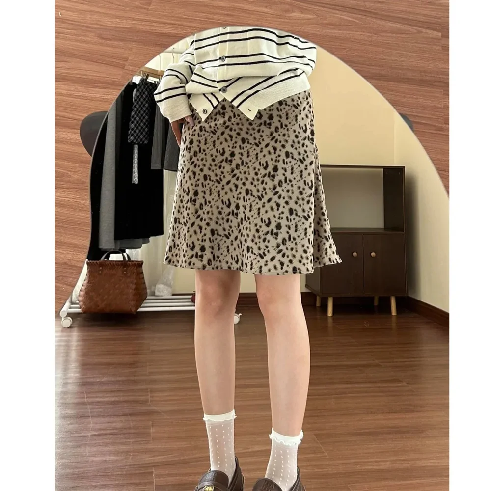 Women's Y2k Leopard Print A-line Mini Skirt 2026 Summer High Waist Slim Casual Sweet Cool Streetwear Ladies Fashion Short Skirts