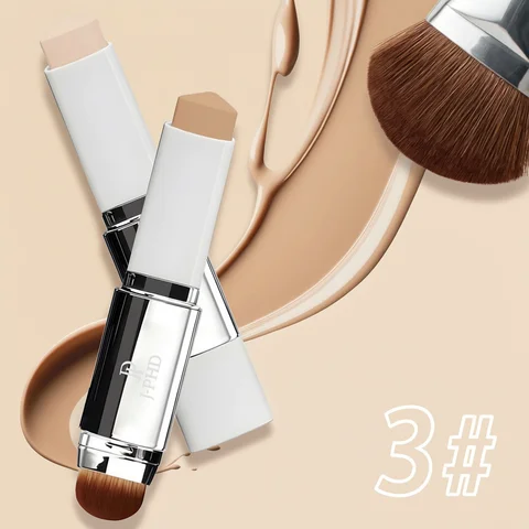 Two-in-one Brush Head Foundation Stick, Lightweight and Smooth, Long-lasting Coverage, Creating A Perfect Makeup Effect