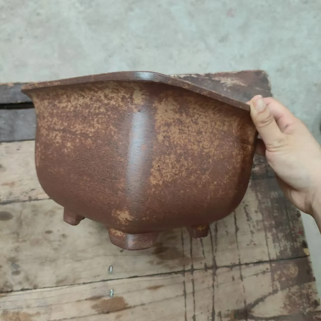 Yixing Unglazed bonsai pot Wood-fired Style Square shape