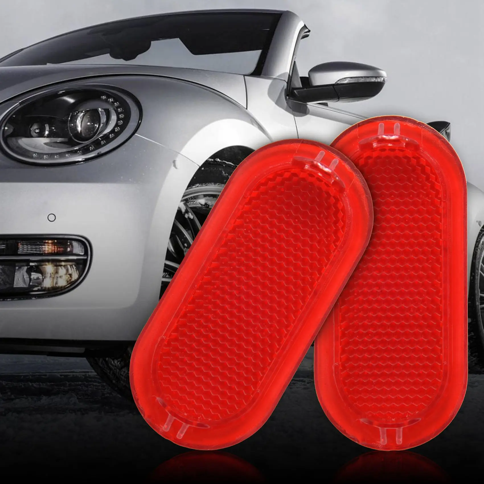 2Pcs Red Interior Door Panel Warning Light Cap Reflector for Polo Beetle Caddy Touran 6Q0947419