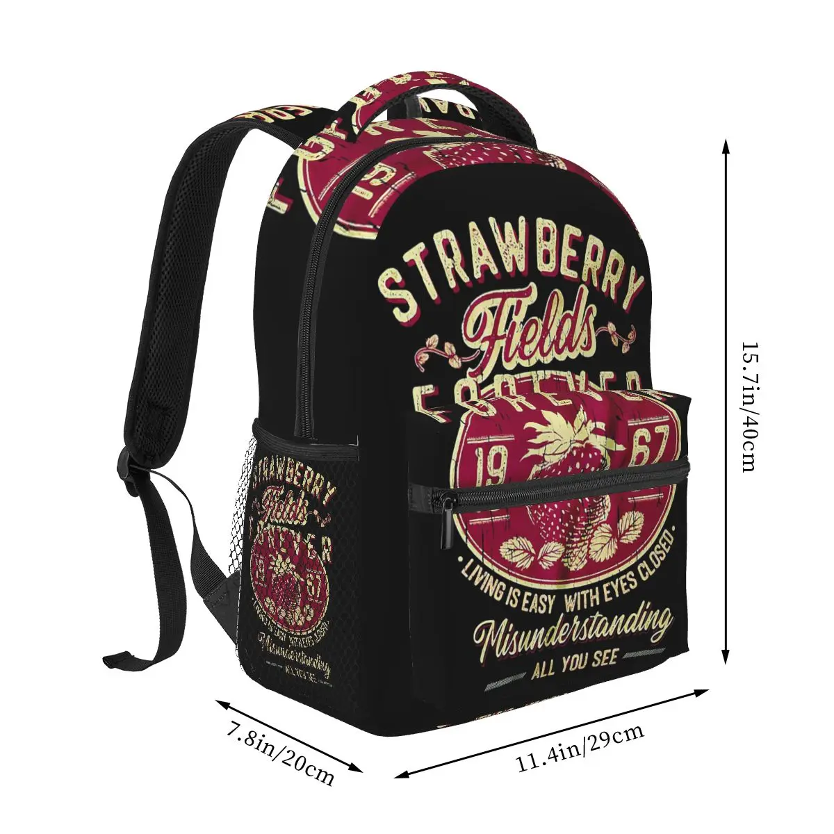 Strawberry Fields Forever The Beatle Band Backpack Student Boys Girls BookBag Kids School Bag Laptop Shoulder Bags for Men Women