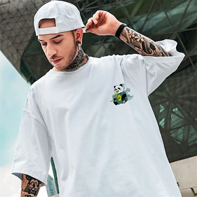 Camiseta con estampado de panda para hombre ropa informal de manga corta Kawaii Vintage de Anime de talla grande y2k AliExpress
