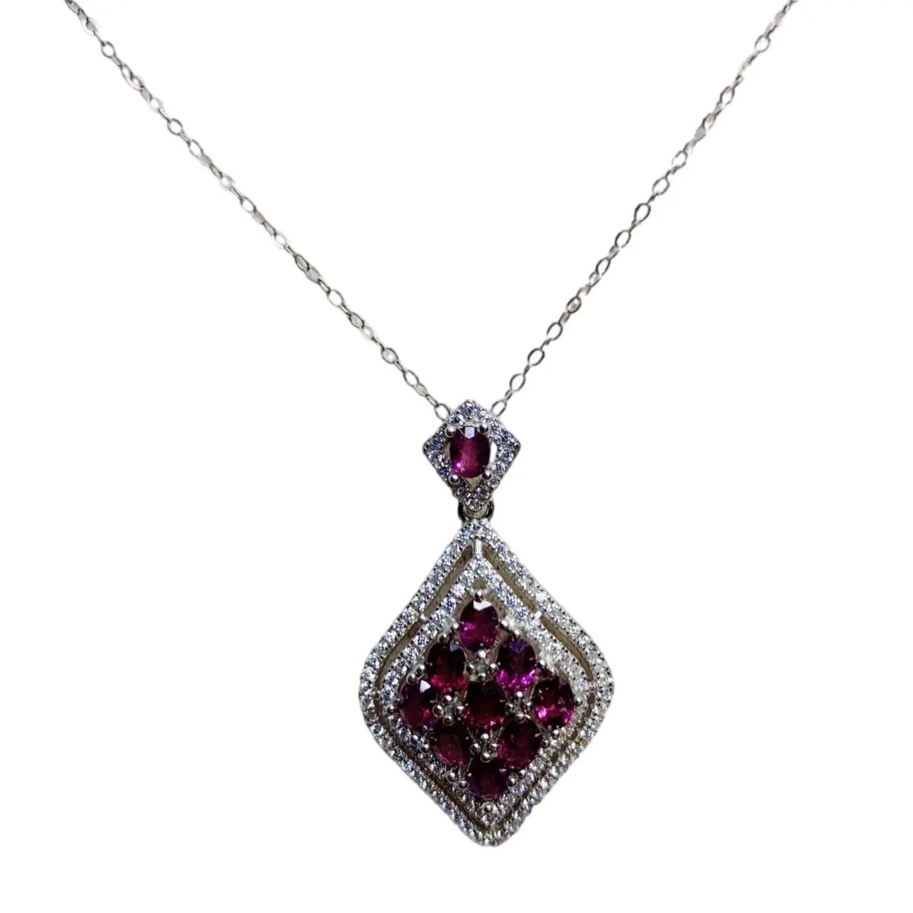 

ZECAA S925 Purple Garnet Fine Jewelry Pendant With Natural Purple Garnet Gemstone 3*4mm Lady S925 Silver Purple Garnet Pendant