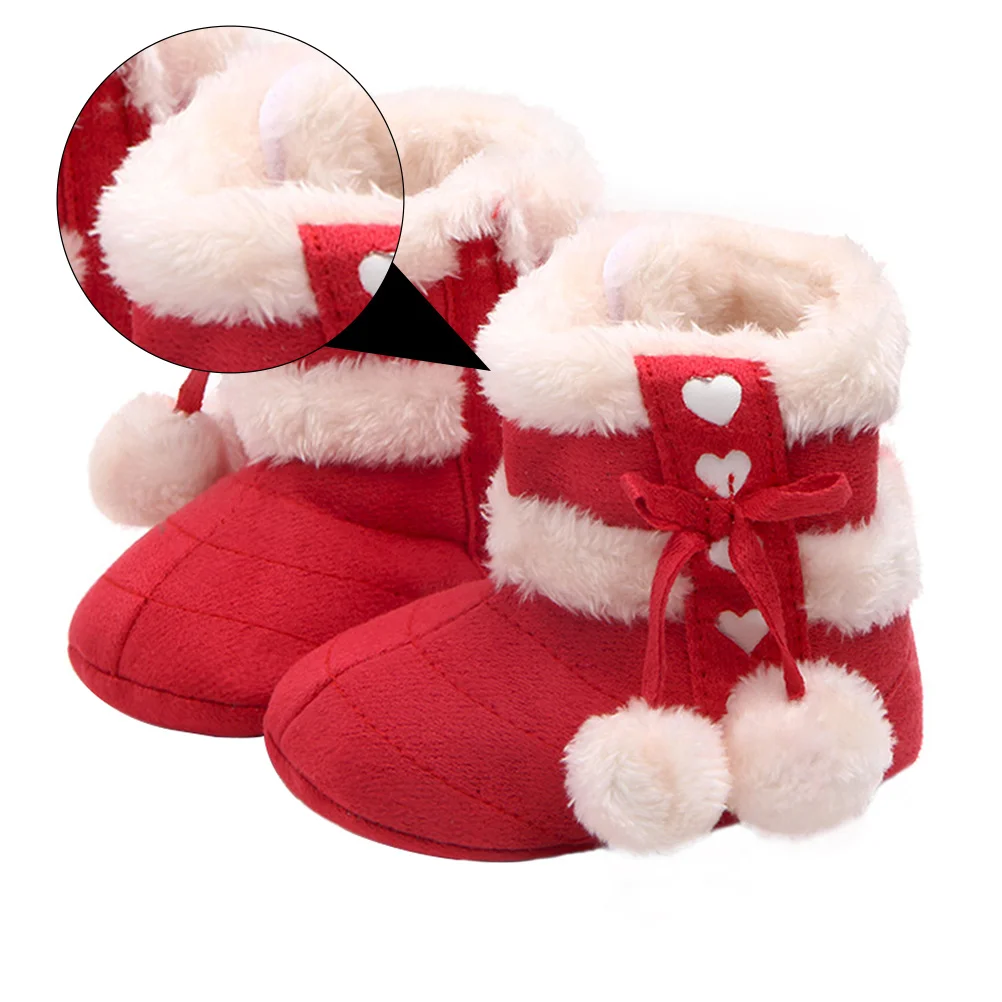 1Pair Baby Winter Bowknot Shoes Soft Cotton Prewalkers Warm Christmas Infant Booties Baby Prewalkers Winter Shoes