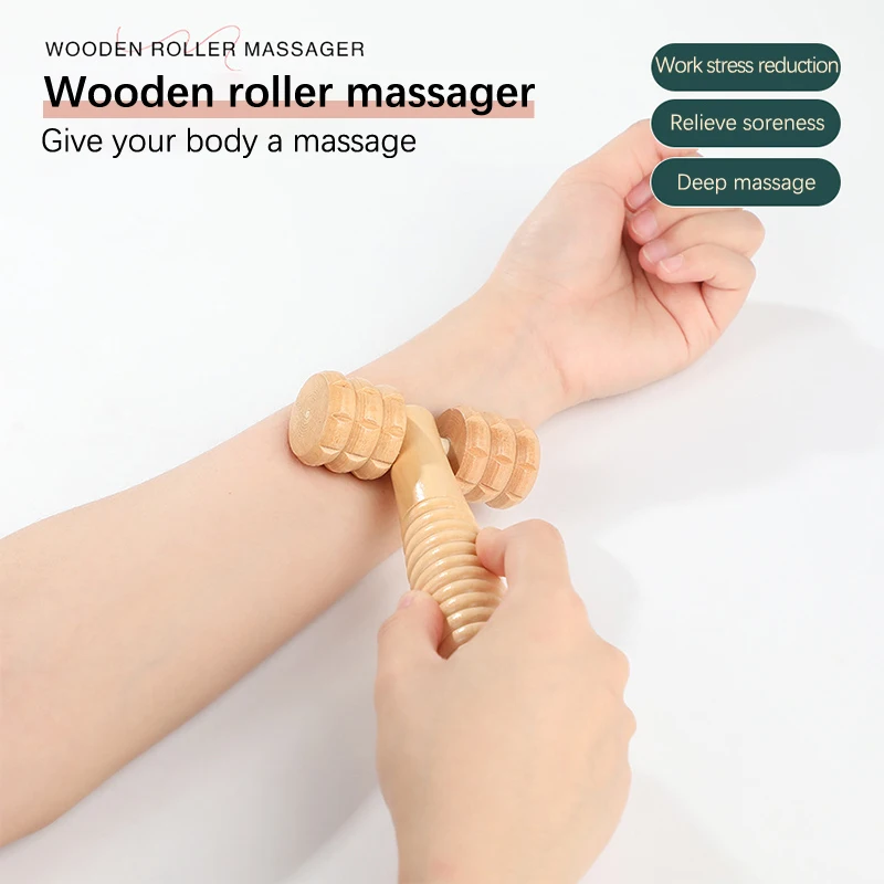 Wood Therapy Massage Tool Massageador de Drenagem Linfática Anti Celulite Rolo de Fascia para Alívio da Dor Muscular de Corpo Inteiro