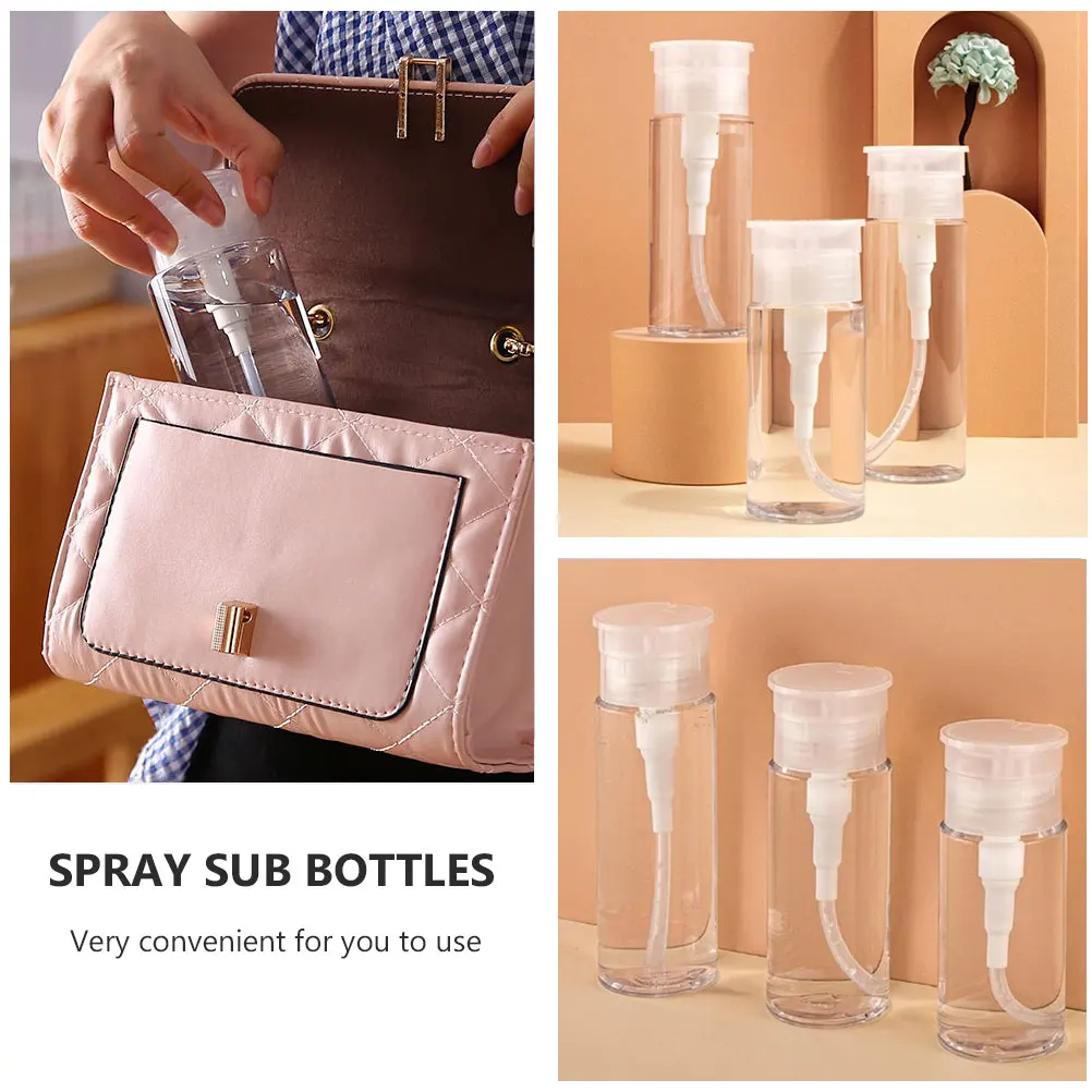 

6pcs Makeup Remover Press Bottles 150Ml Nail Polish Dispenser Empty Pump Bottle For Alcohol Swabs Cotton Pads Nail