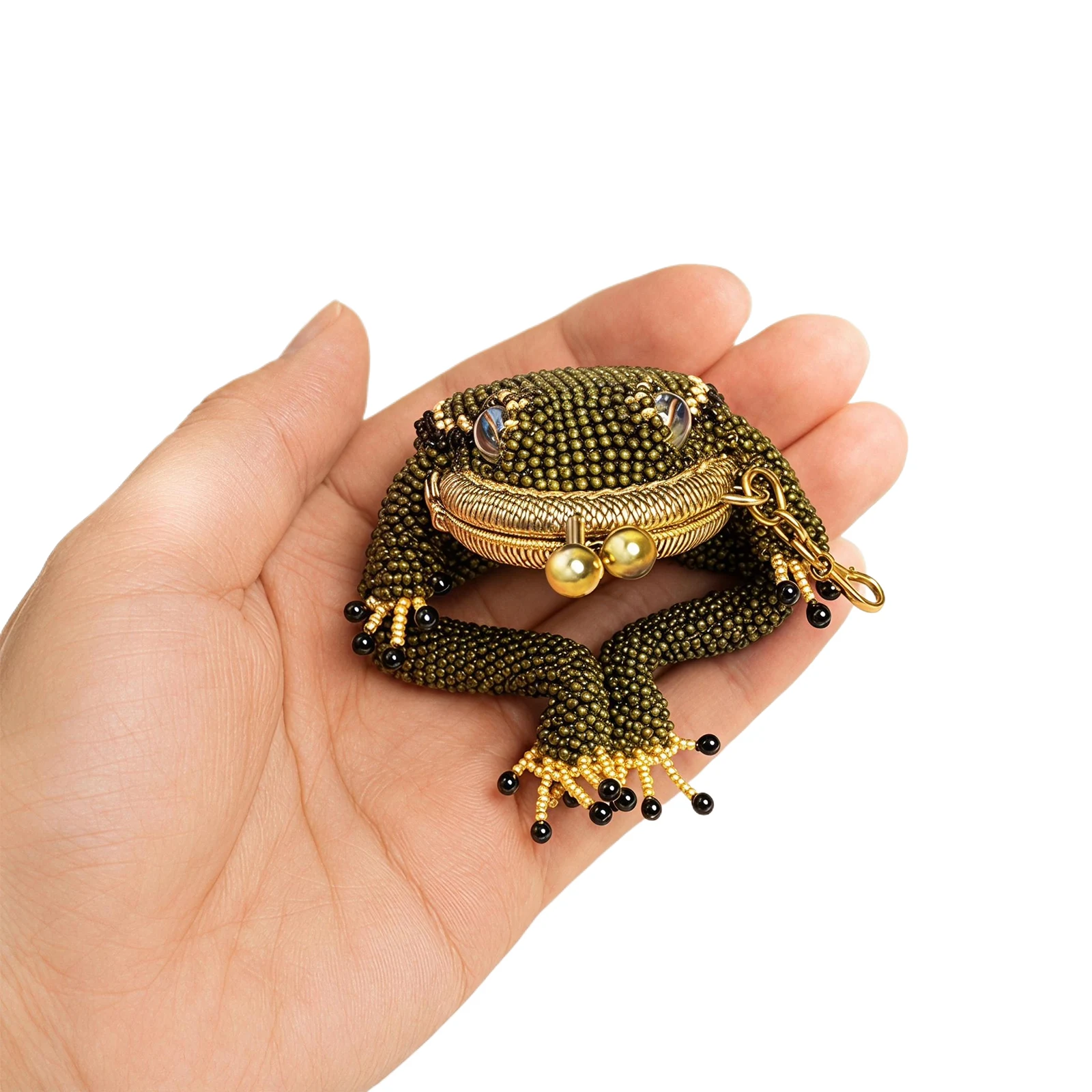 Kiss Lock Small Pouch Earbuds Keychain Bag Cute Amphibian Accessory Container for Daily Carry Handheld Ring Pendant