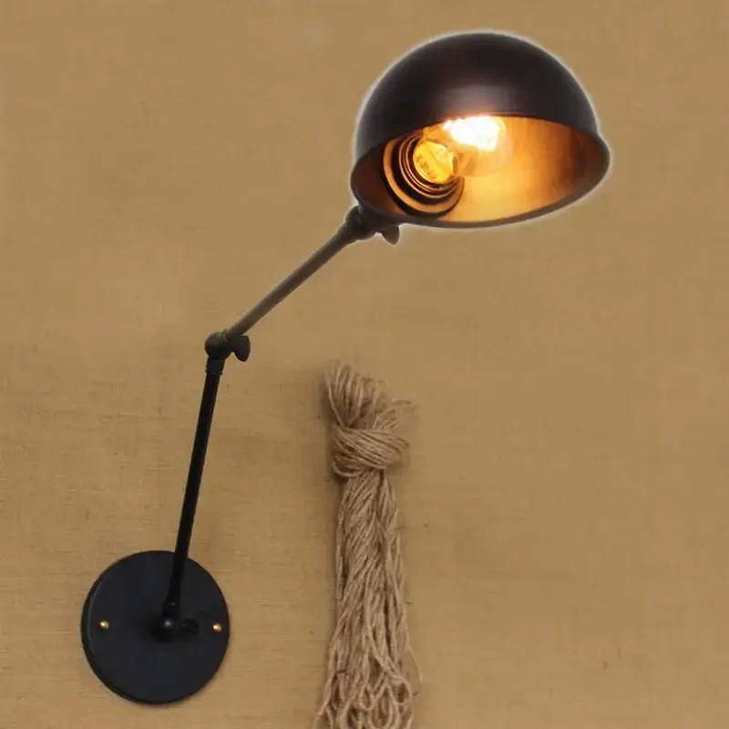 

Nordic Loft Style antique swing arm wall lamp with long arm for workroom Bathroom bar Tornado Light Fixtures for Home Lighting