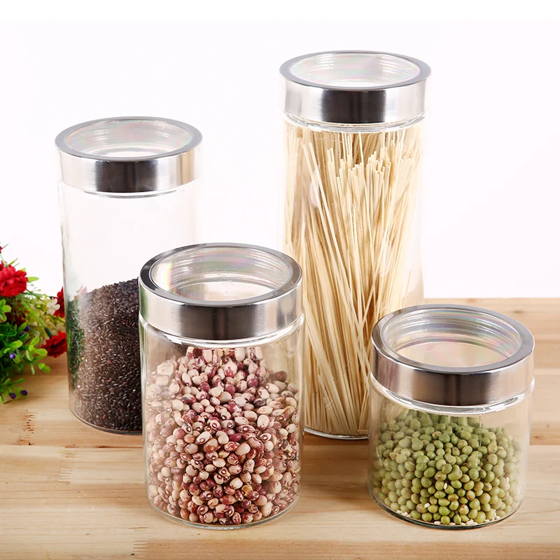 Creative Sealed Glass Grain Jar Candy Food Storage Box Transparent Sealed Coffee Tea Jar Kitchen Utensils Food Container Decor