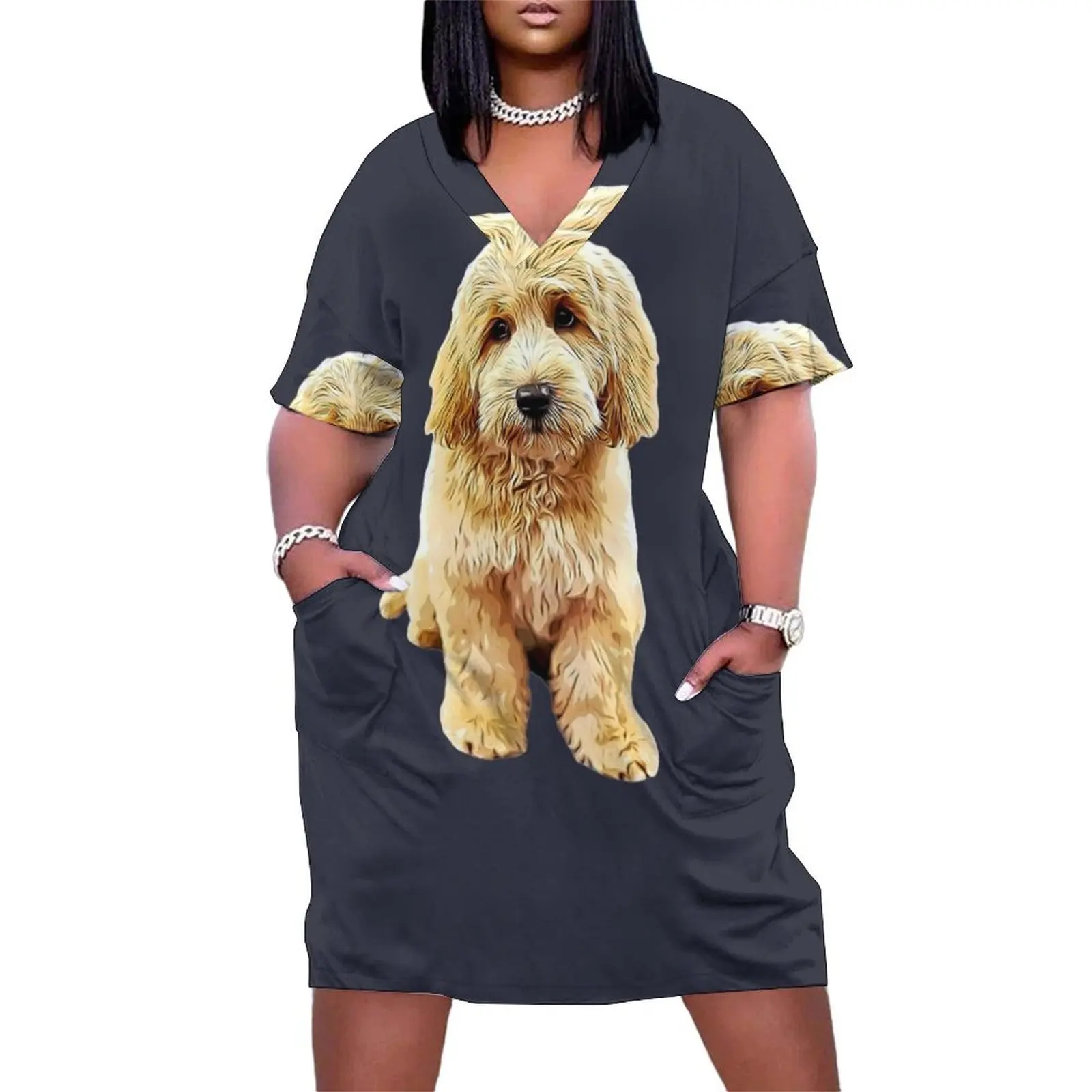 

Goldendoodle Cute Puppy Eyes! Loose Pocket Dress women formal occasion dresses women's clothing trend 2025 prom dress 2025