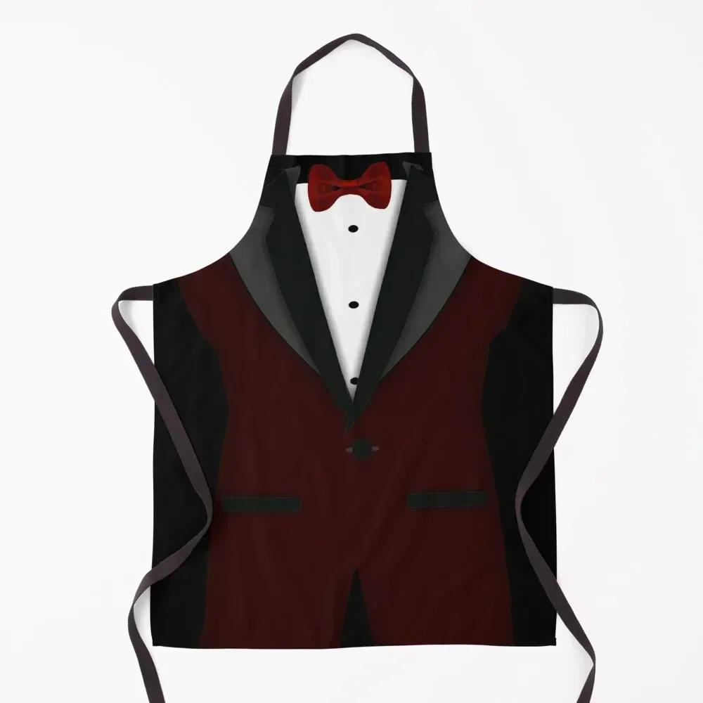 

Red with Tuxedo Funny tux Apron for home useful pieces Manicurists custom women's kitchen esthetician Apron