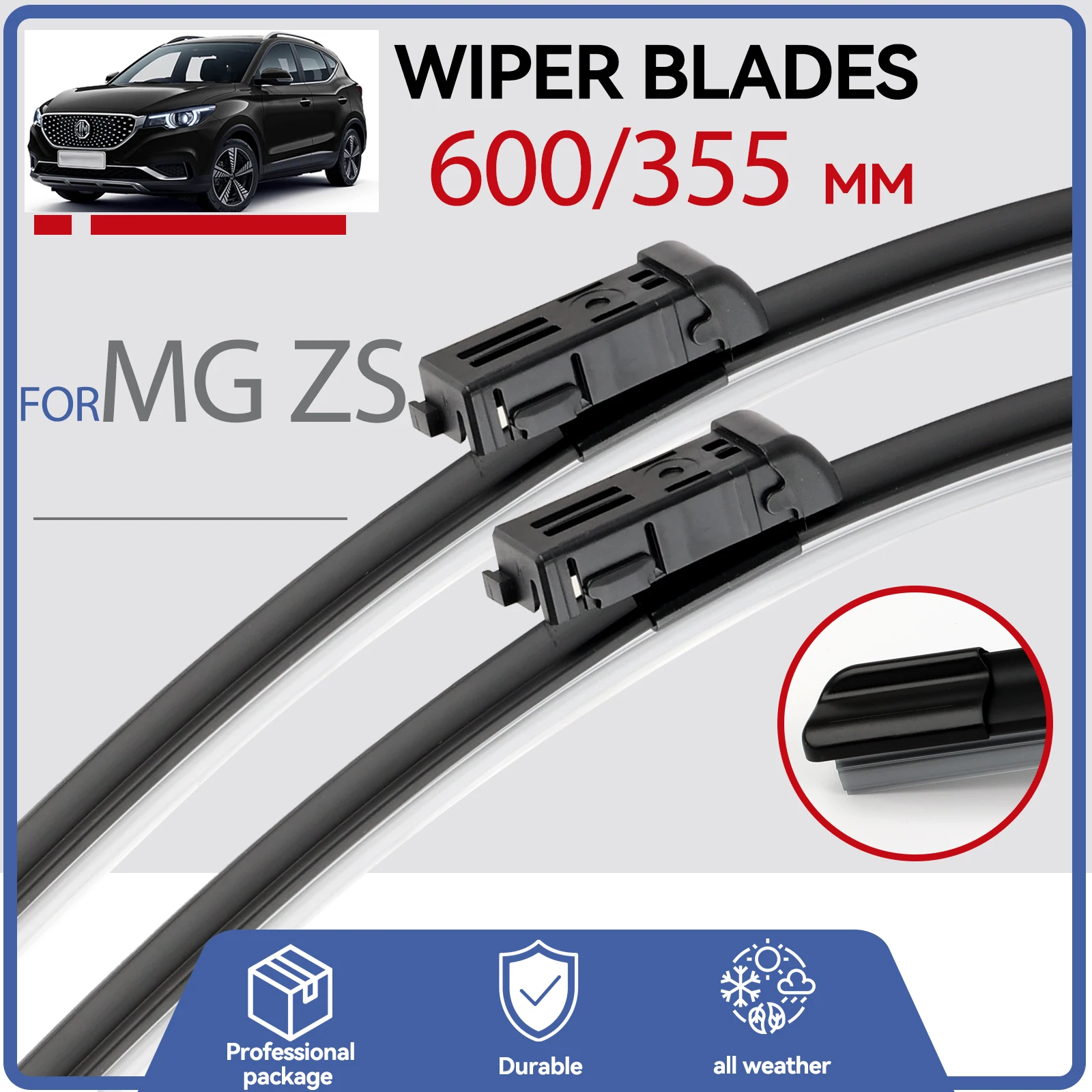 Erick's Wiper LHD Front Wiper Blades For MG ZS 2017 - 2023 Windshield Windscreen Clean Window Car Rain Brushes 24''+14''