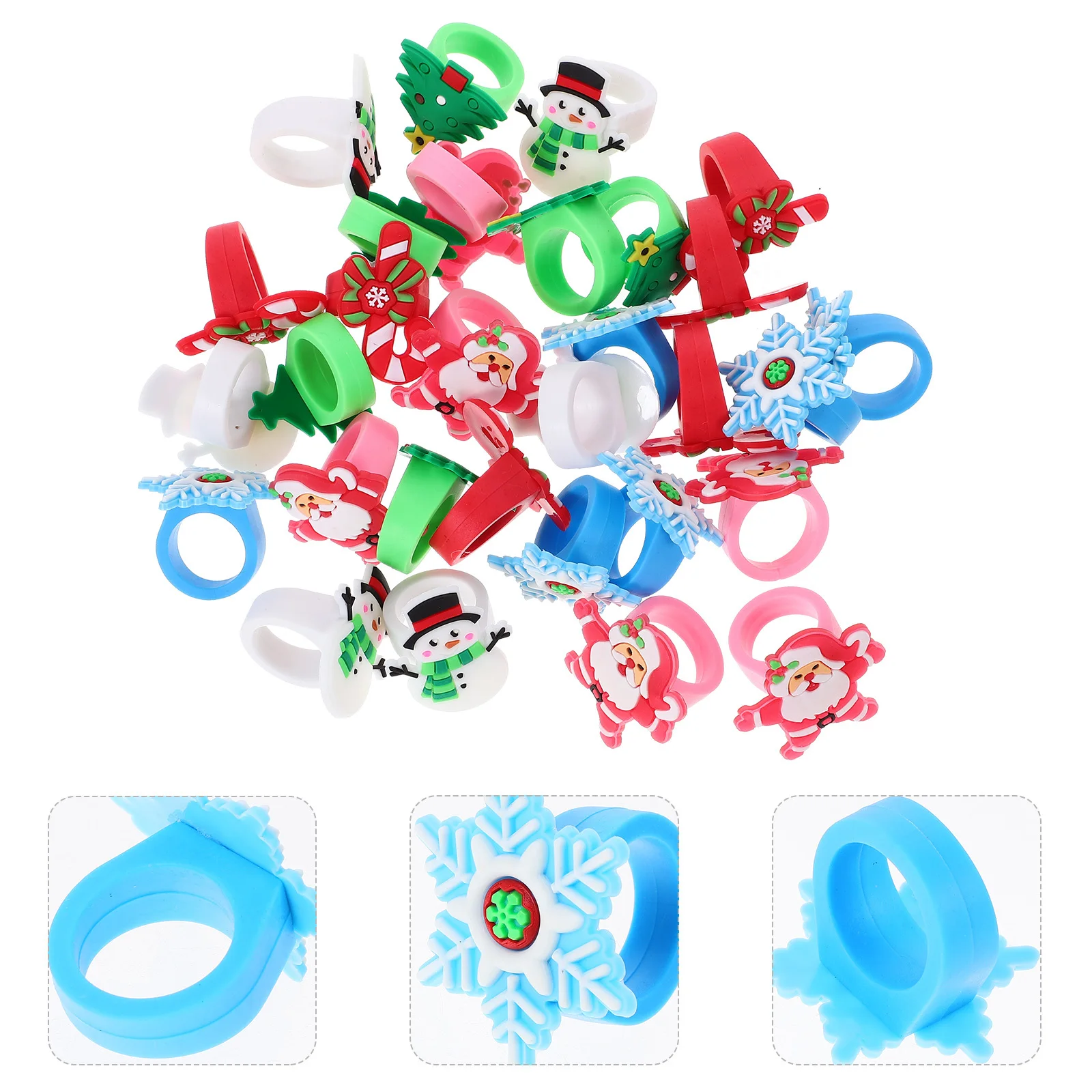 

30Pcs Christmas Party Rings Comfortable Wear Finger Jewelry Lovely Designs for Holidays Birthdays Weddings Gift Sets