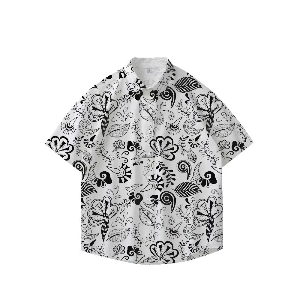 Retro Hong Kong Style Floral Shirt Loose Short Sleeve Summer Hawaiian Design Men's Women's Vacation Casual Polyester Shirt