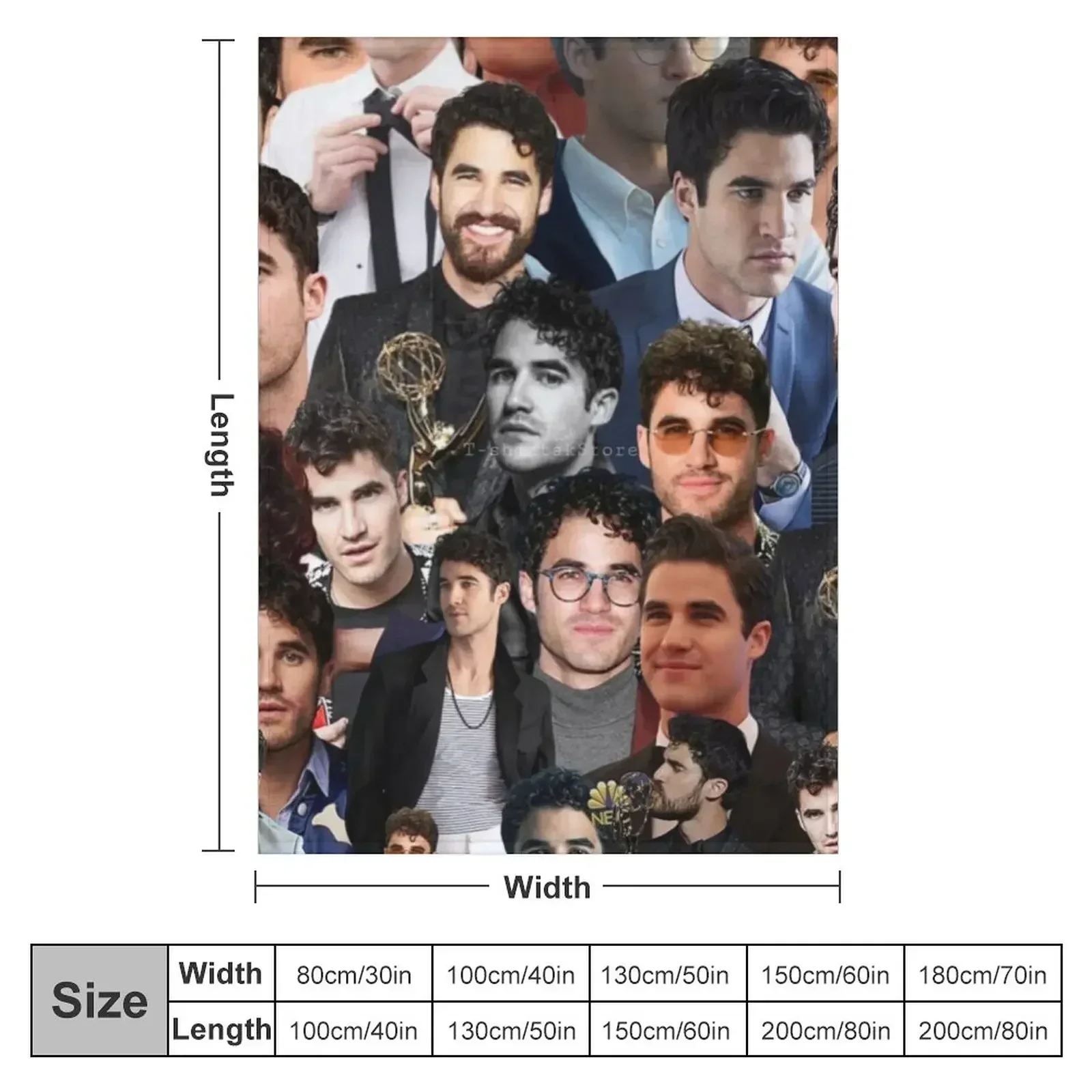 darren criss photo collage Throw Blanket valentine gift ideas Flannel Fabric Decorative Throw Blankets