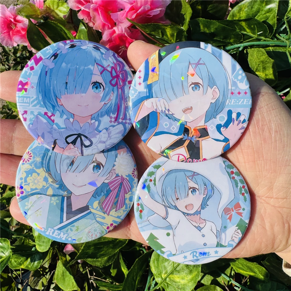 58mm Anime Re Life in a different world from zero Rem Cosplay Costume Badge Pin SPTE Tinplate Brooch Accessories Prop Xmas Gift