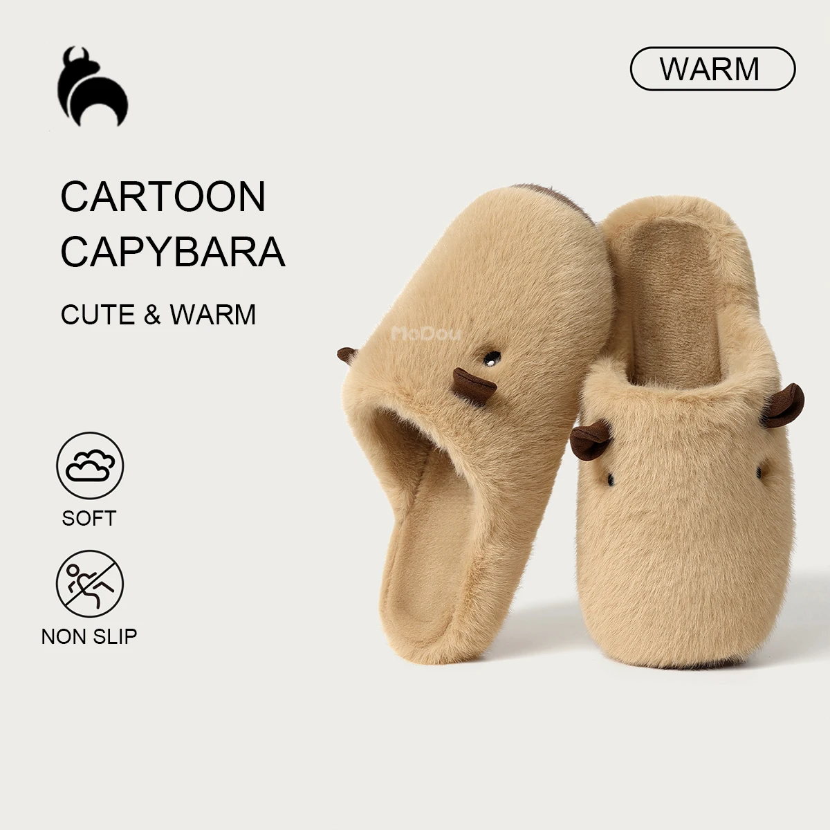 

Cartoon Capybara Style Plush Slippers for Women, Autumn Winter New Arrival Home Cotton Slippers for Men, Cute Fluffy Slippers