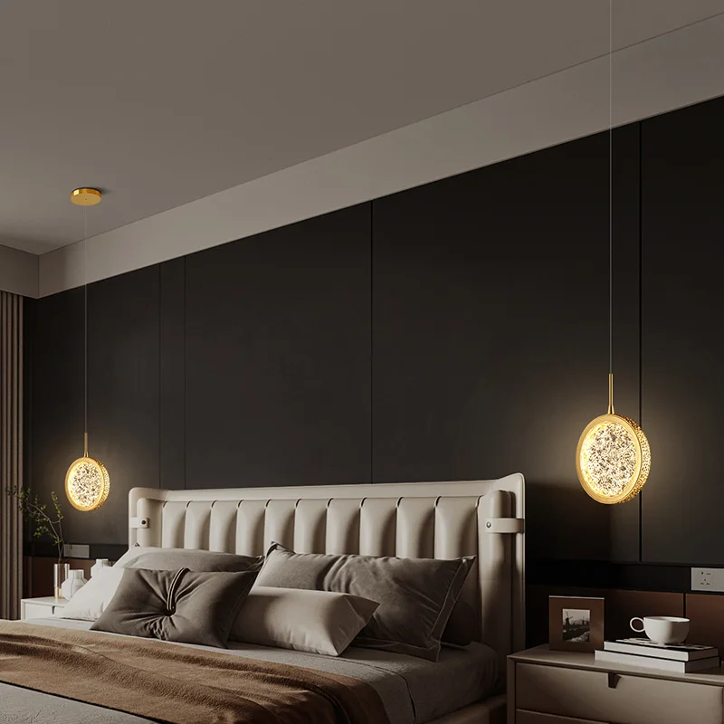 Bedroom bedside chandelier modern simple creative bar crescent window lamp long single chandelier.