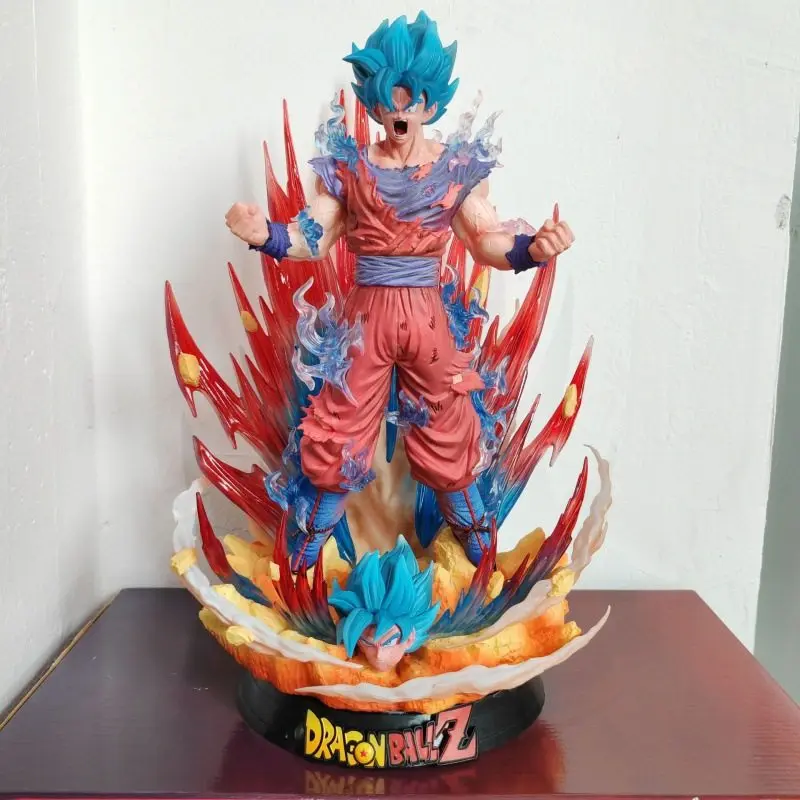 

Dragon Ball Z 44cm Super Saiyan Blue Kaio-Ken Goku Double Head Sculpt Removable Action Figure Statue Model Collectible Decor