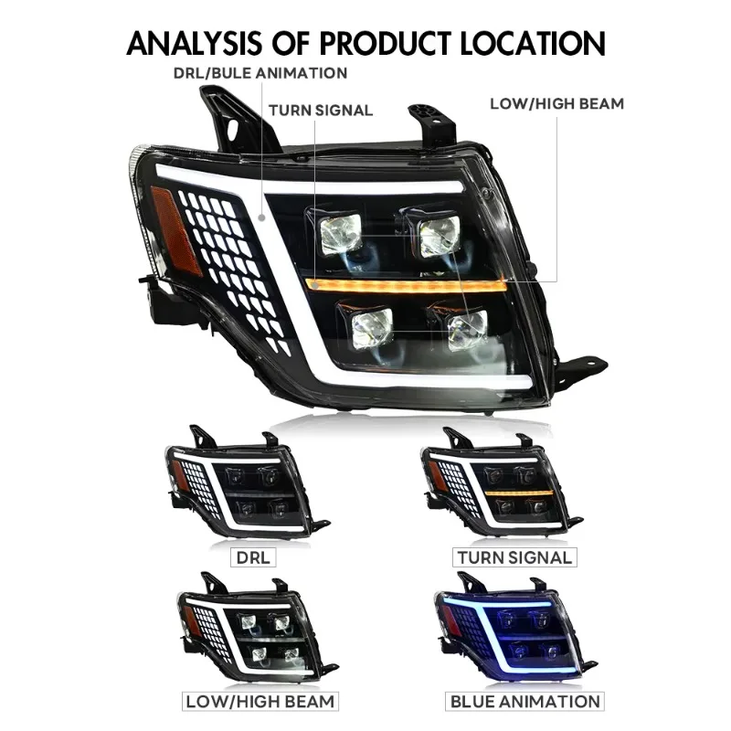 Factory Outlet Led Headlight for Mitsubishi Pajero  2009-2021 V93 V97 Led Headlamp with Dynamic Animation Lights