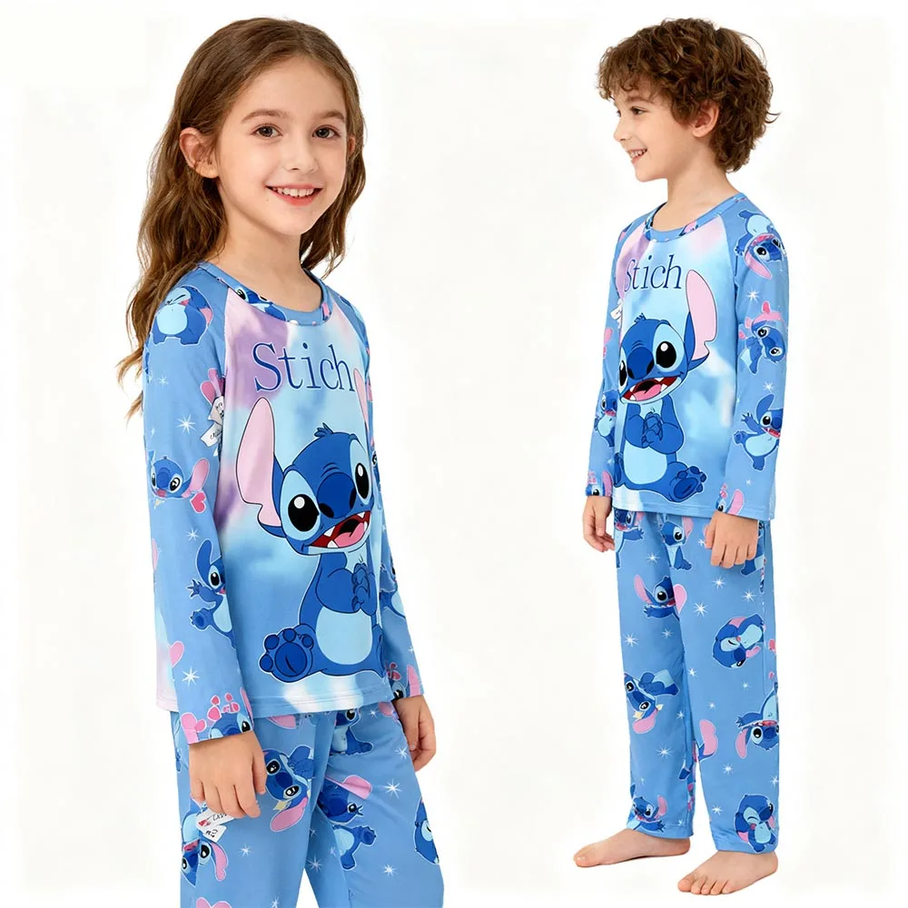 طقم بيجامات بأكمام طويلة مطبوع عليه رسوم كرتونية للجنسين، ملابس نوم ناعمة ومريحة للفتيات بيجامات للأولاد ملابس مريحة