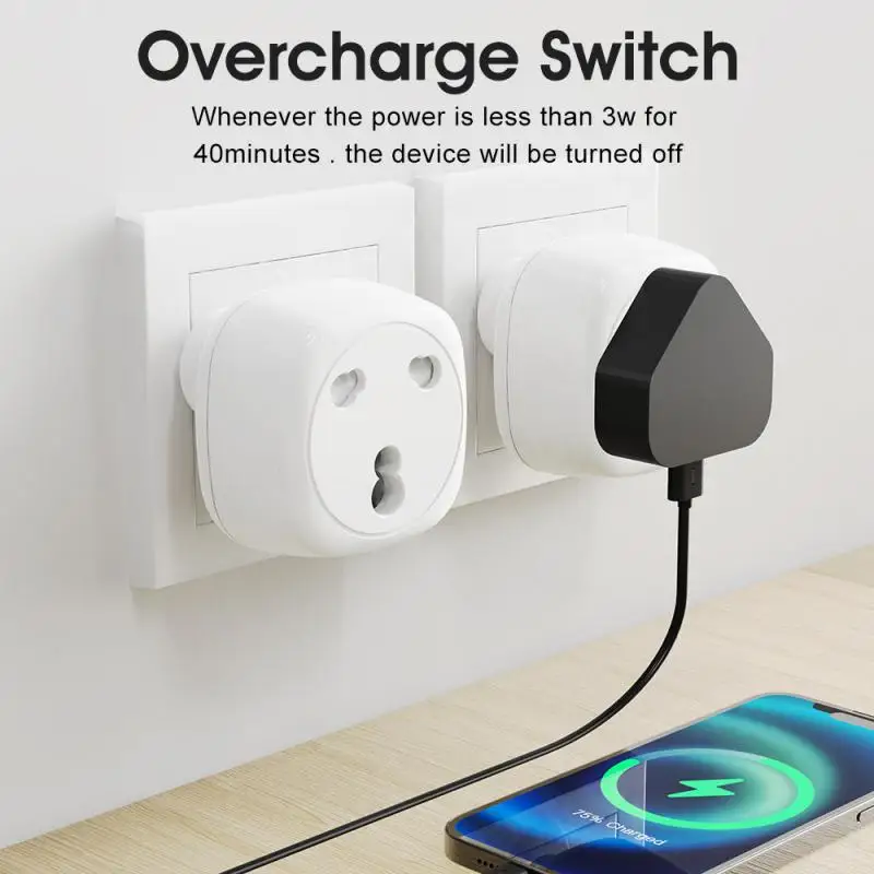 Tuya WiFi Smart Plug, 16A, Inde, Grande Afrique du Sud, Jauge, Télécommande, Smart Life, Compatible Home Alexa