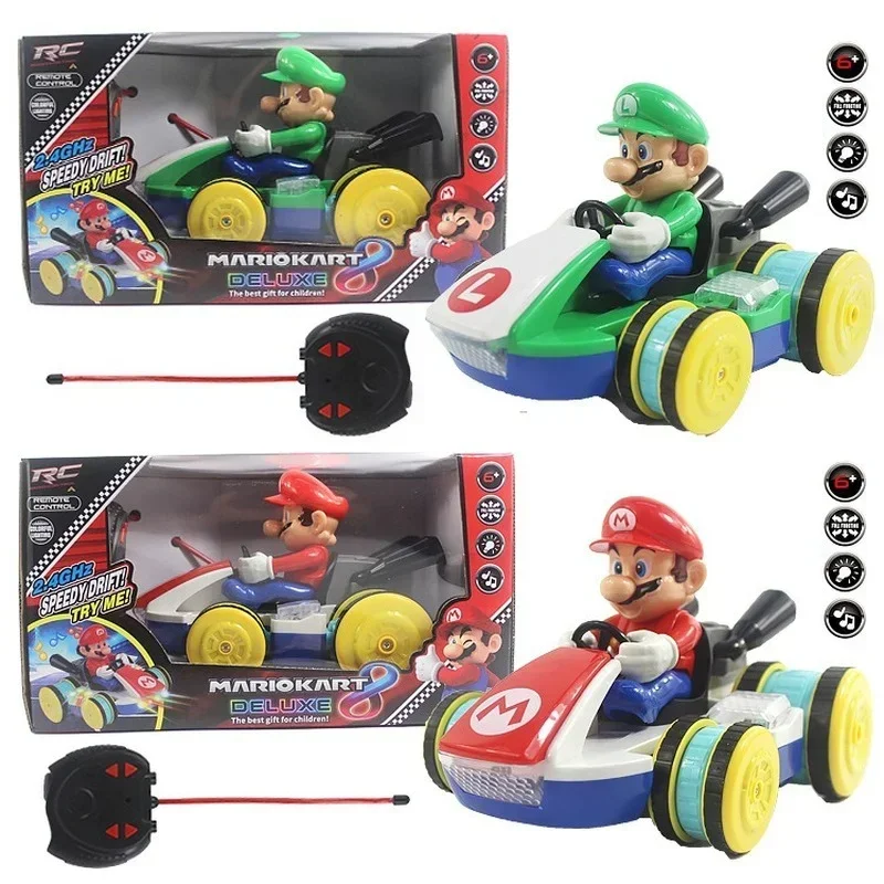 Super Marios Remote Car Toys for Boys Game Marios Bros Action Figure Toys Collectible Model Toys Kids Birthday Christmas Gifts