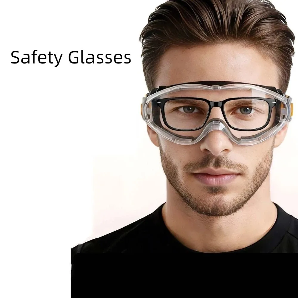 Anti Scratch Safety Glasses Clear Lens Lightweight Protective Eyewear Silicone Frame Splash Proof Dust Proof Goggles