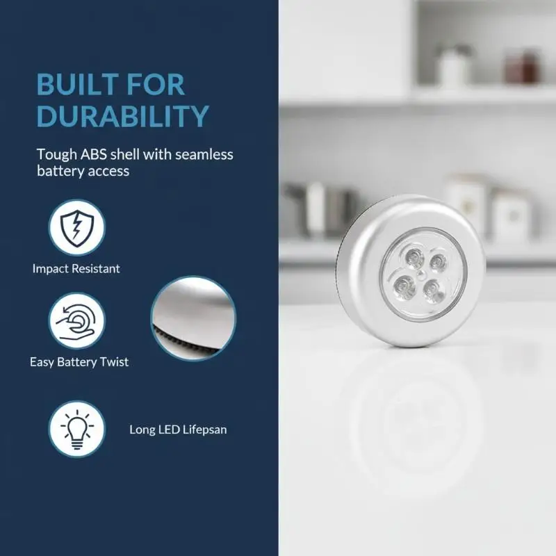 1Pcs Cordless Touch Lamp Indoor Outdoor LED Wireless Stick-on Tap Light For Closets Storage Rooms Car Accessories