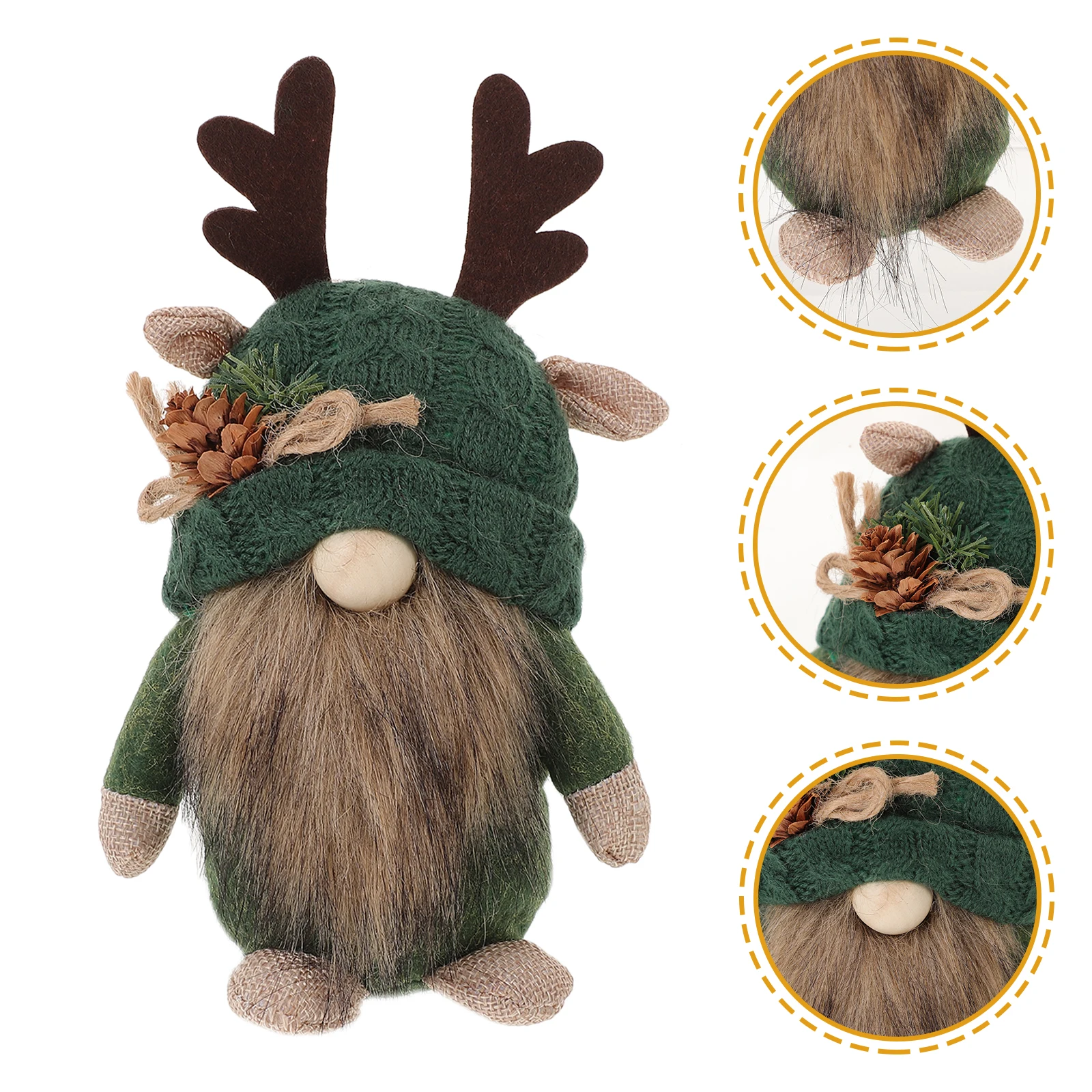 Décor de Gnome cornes de cerf, thème forêt, ornements de noël, tissu doux, chapeau vert, décoration de fenêtre en tricot pour personnes âgées