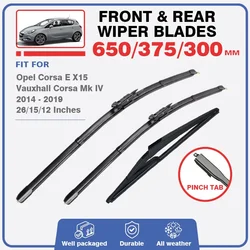 Windshield Wiper Blades For Opel Corsa E X15 2014 - 2019 Vauxhall Corsa Mk5 Front Rear Windshield Windscreen Accessories Spray