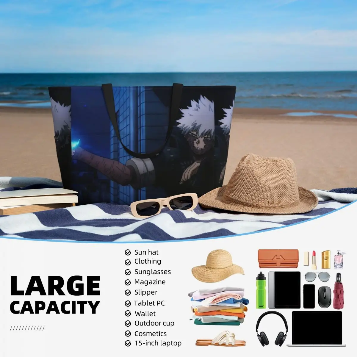 بطلي الأكاديمية دابي أنيمي مانغا MHA Blueflame حقيبة حمل على الشاطئ حقيبة رياضية رياضة اليوغا واق من المطر حقيبة حمل كبيرة المرأة حقيبة سفر حقيبة اللياقة البدنية