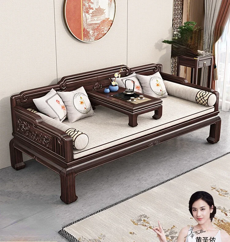 New Chinese style solid wood sofa bed three piece set combination