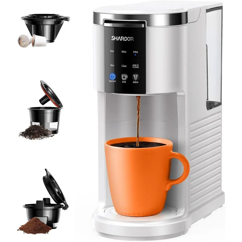 

Кофеварка 3-в-1, совместимая с кофе в капсулах K-Cup и молотым кофе/чаем, для одной порции, объем заваривания 6–14 унций, съемная емкость 40 унций