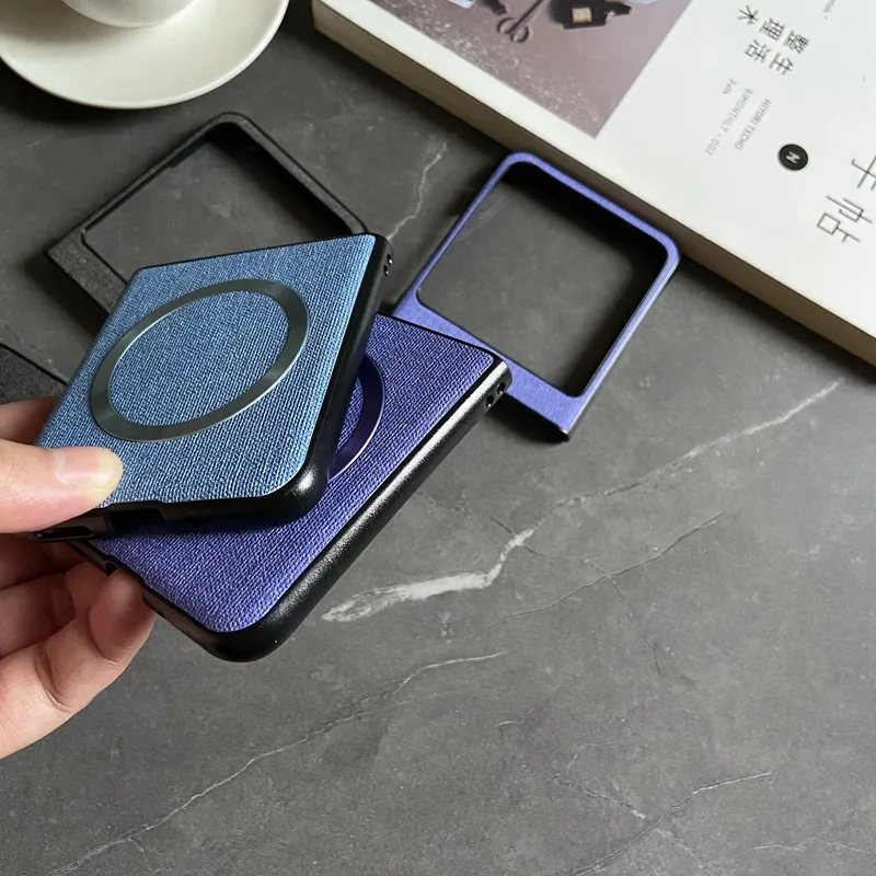 Casing Magnetik Tekstur Kain Kain untuk Motorola Moto Razr 60 50 Ultra 40 5G 2022 2020 Penutup Pengisi Daya Nirkabel Aman Mag Tahan Benturan