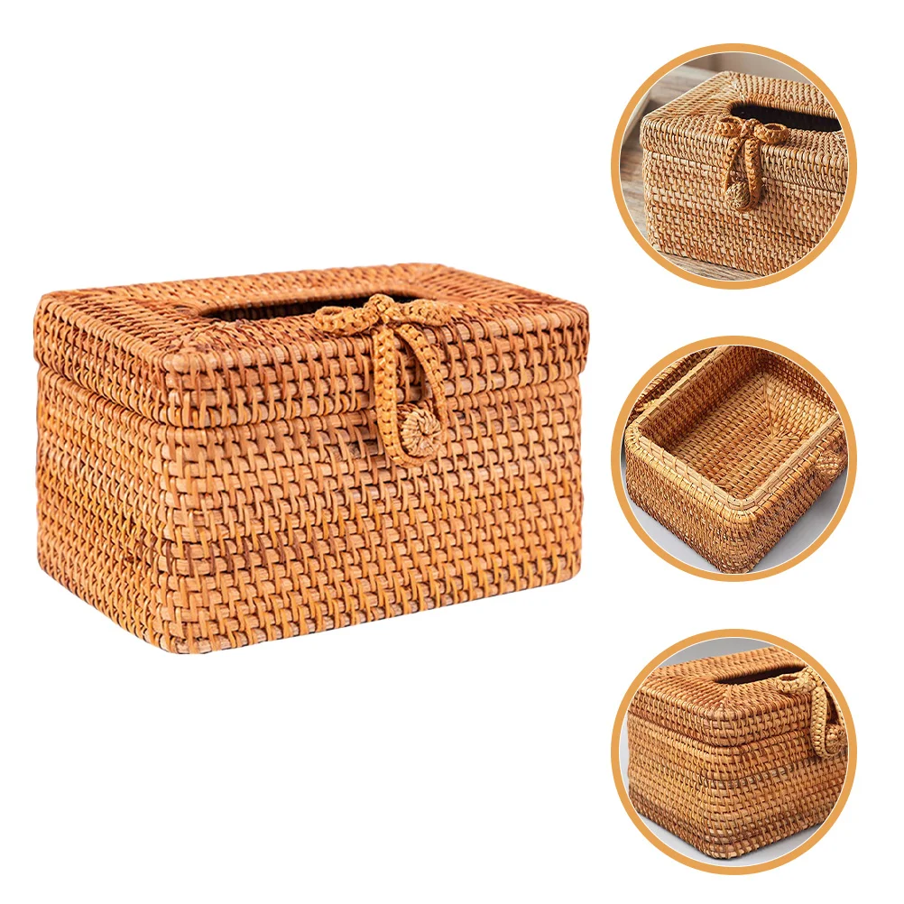 

Natural Handwoven Tissue Box Holder Decorative Napkin Storage Container for Bathroom Restaurant Bedroom Car Paper Towel