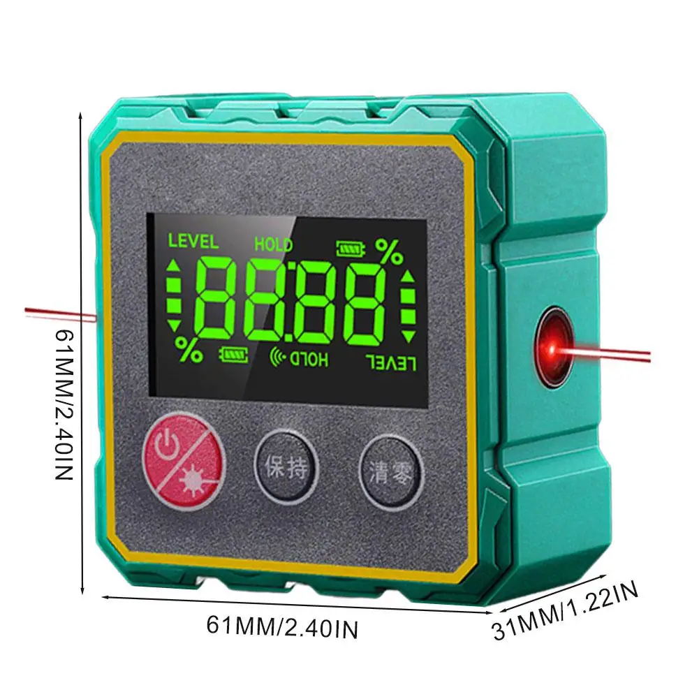 5-Sided Magnetic Electronic Inclinometer Digital Display Tilt Angle Gauge 360° LCD Electronic Protractor Mini Inclinometer