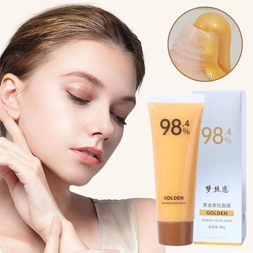 Folha de ouro Peel-off máscara para mulheres, folha de ouro 24K, reafirmante, áspero, grandes poros, 80g, O0f4