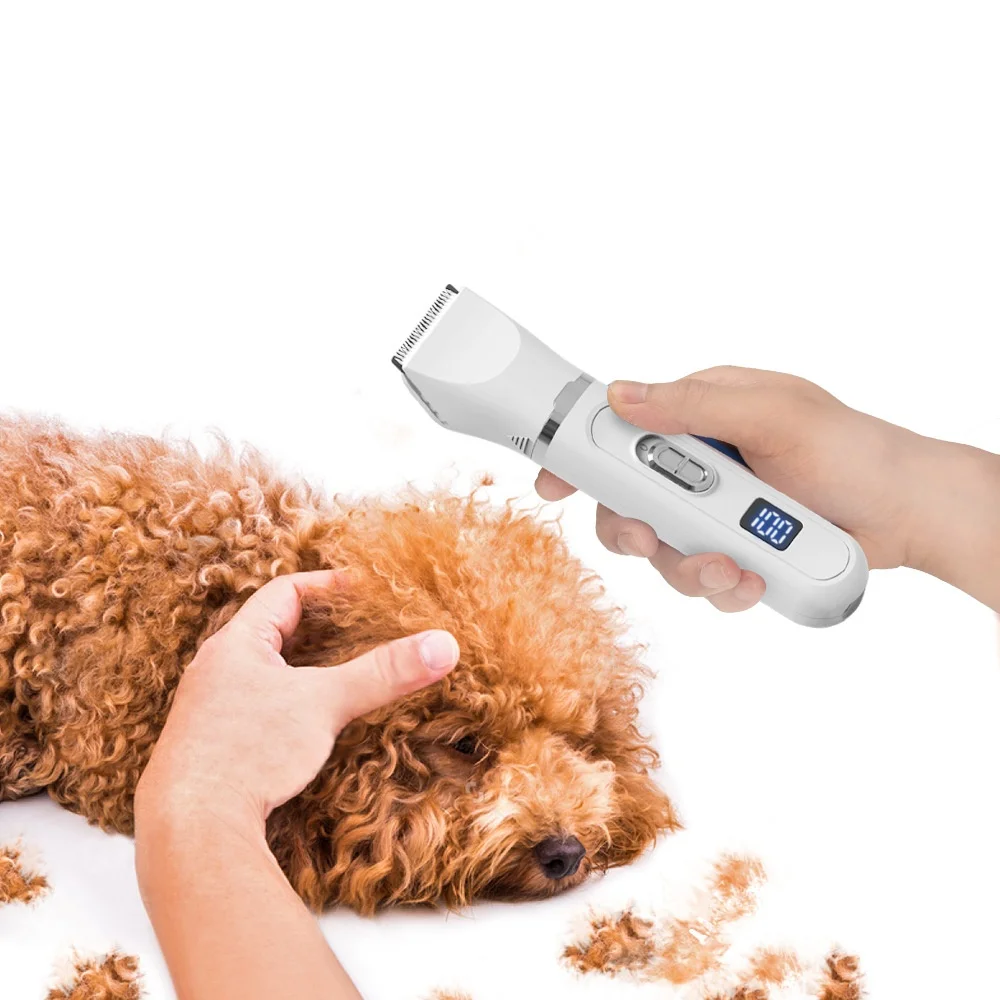 

4-in-1 Electric Pet Shaver Digital Display Nail Grinder Hair Clippers for Dogs Cats Small Style LED Features Battery Powered