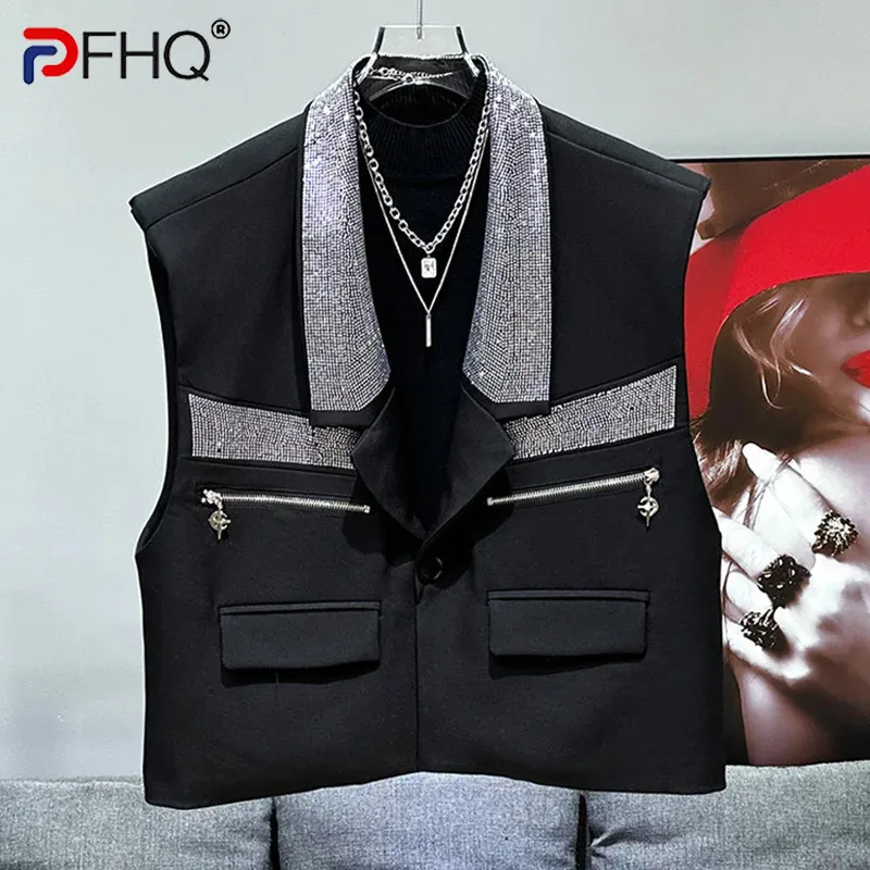 

PFHQ Niche Design Casual Versatile Trendy Sleeveless Men's Jacket New Summer Trend Loose Fitting Male Tops Fashion 21Z5226