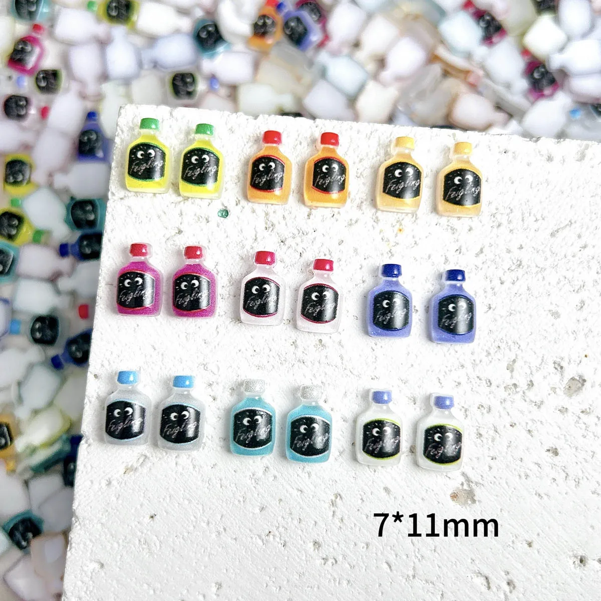 20PCS Luminous Simulated Water Bottle Resin Nail Charms 3D Novelty Colorful Beverage Bottle Nail Art Decorations for DIY Nails