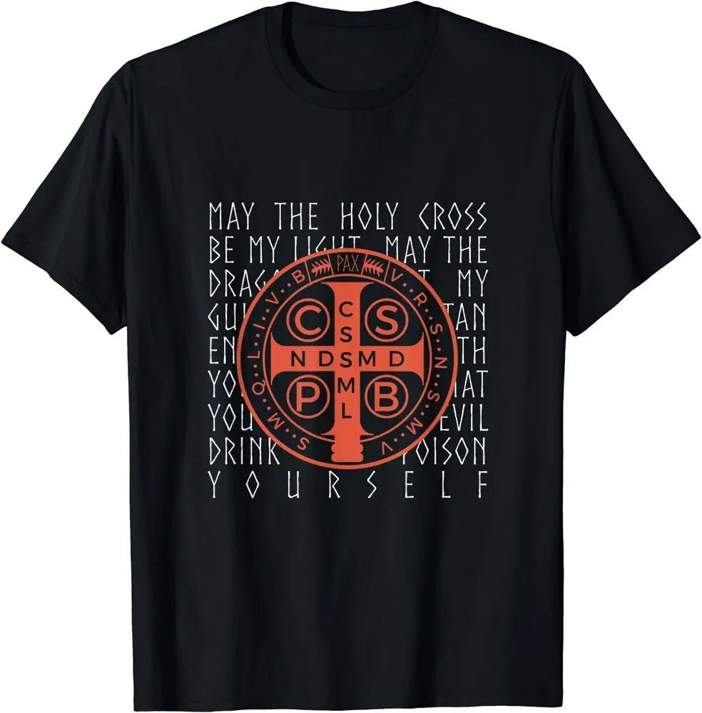 Saint Benedict Medal Christian Prayer May The Holy Cross T-Shirt Y2K tops Unisex Summer Short Sleeve