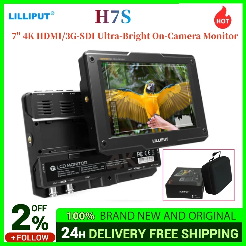 

Lilliput H7S 7 Inch On Camera Dslr Field Monitor 3D Lut 1800Nits Ips Fhd Video Focus Assist Ondersteuning 4K 3G-SDI