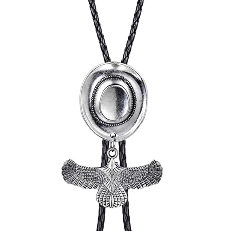 Punk Braided Shoestring Necktie Bolo Tie Western Cowboy Necklace Accessory
