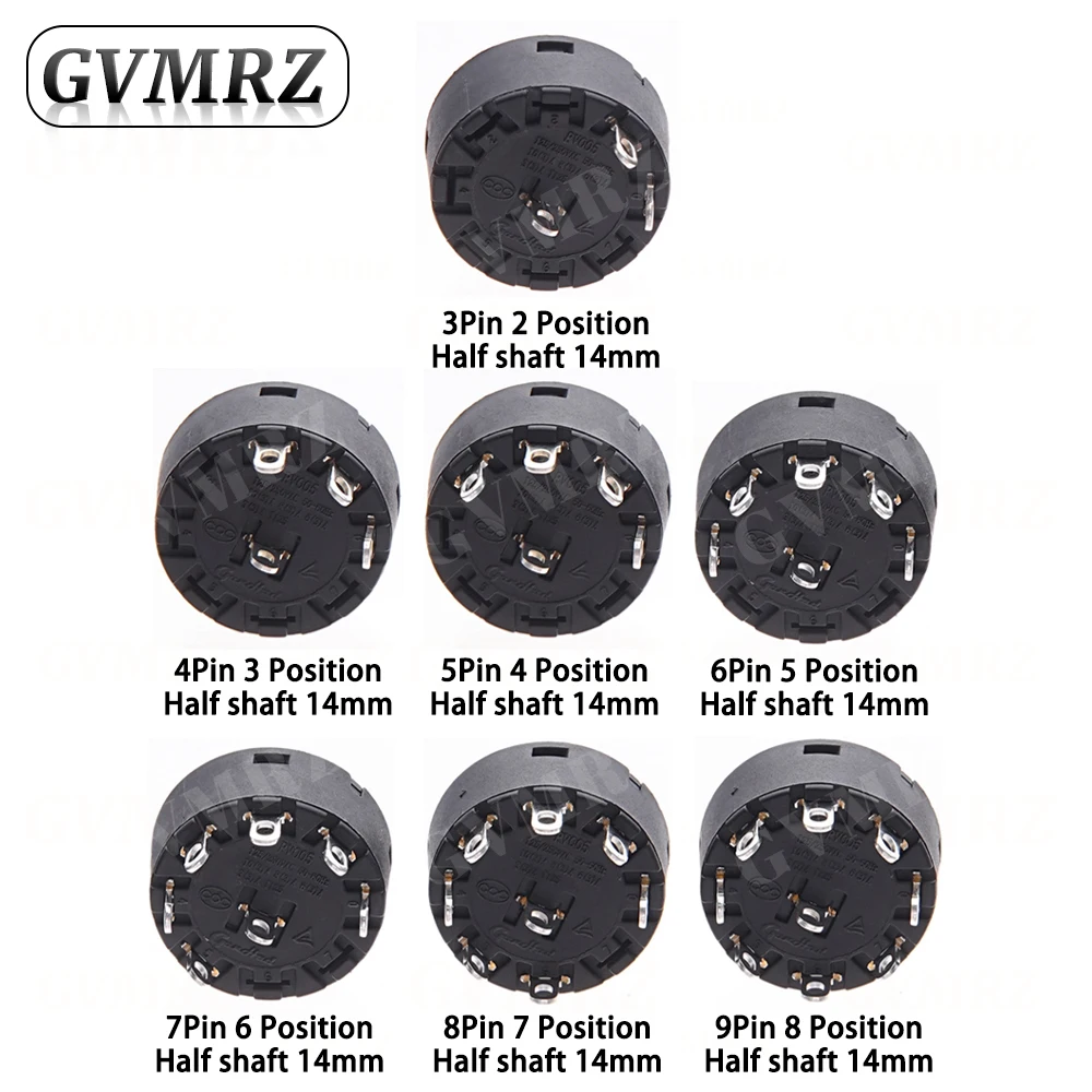 مفتاح مقبض 6A 2/3/5/6/7/8 موقف مفتاح دوار 3/4/6/7/8/9Pin فرن كهربائي مفتاح الطاقة سخان التحكم في درجة الحرارة التبديل