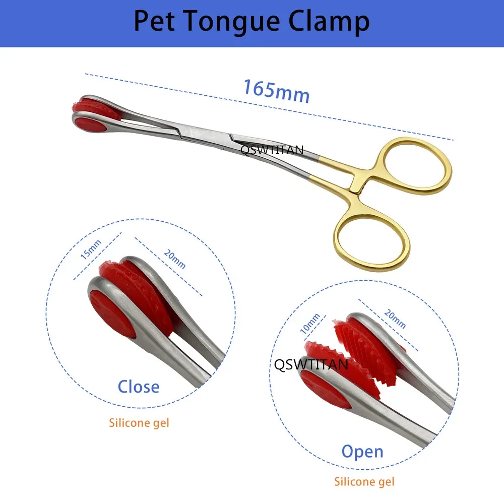 Mouth Opening Tools Stainless Steel Pet Tongue Forceps with Silicone Pet Oral Examination Orthopedics Instrument