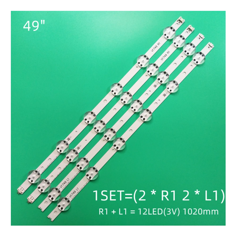 

4PCS/Set V17 49 R1/L1 LED Strip For TV Backlight LED strip For LG 49UV340C 49UJ6565 49UJ670V 49 V17 backlight led tv TO repair